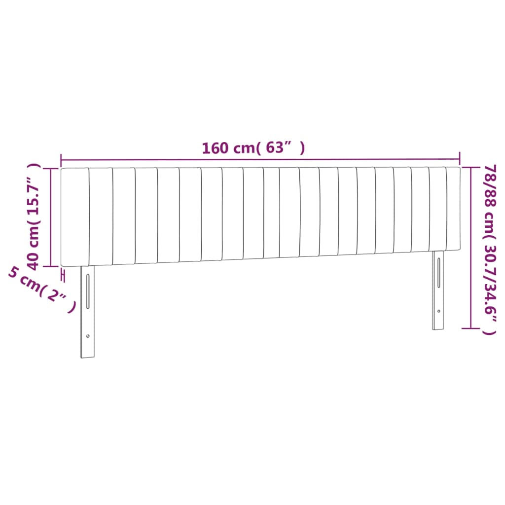 Huvudgavlar 2 st rosa 80x5x78/88 cm sammet