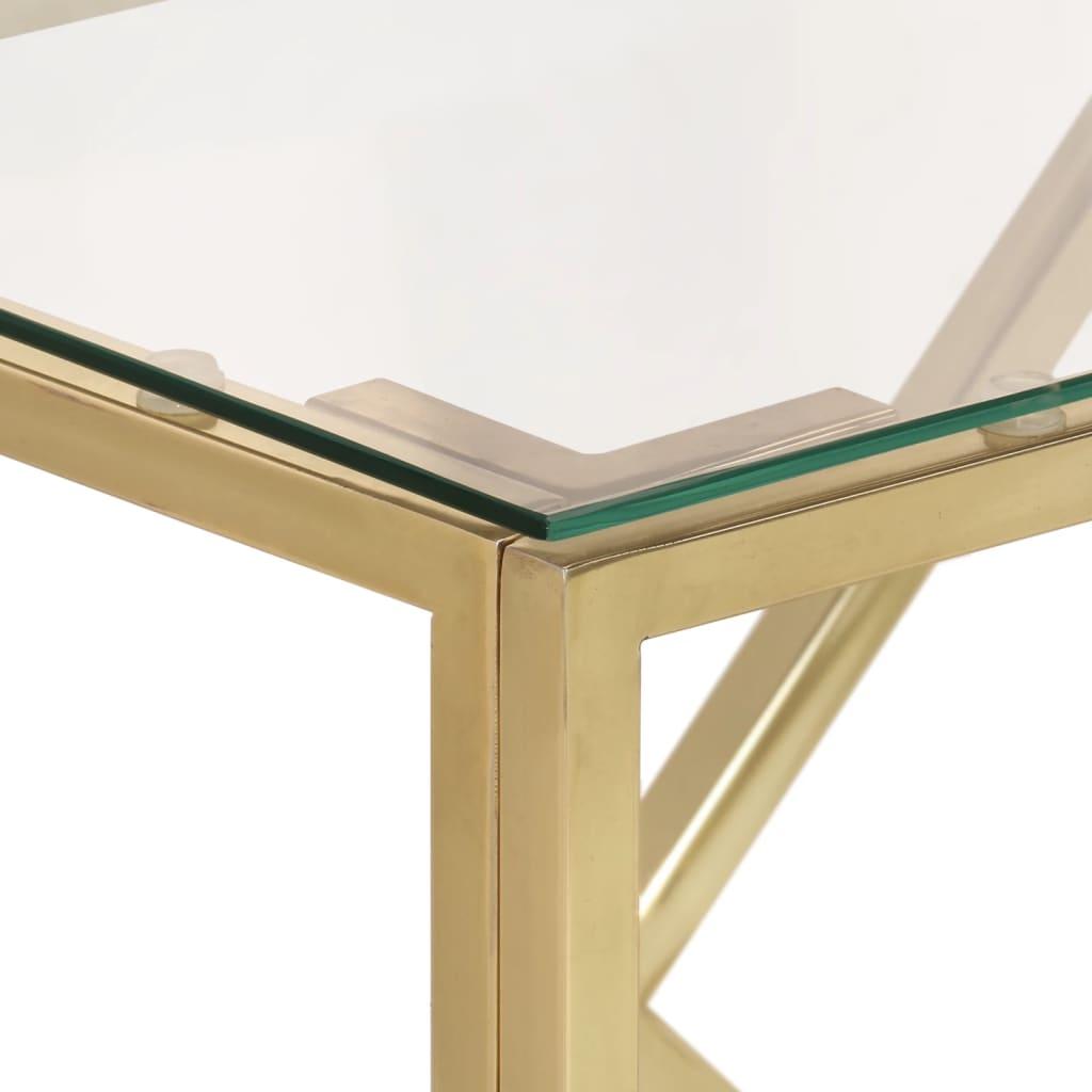 Konsolbord guld rostfritt stål och härdat glas - HQ5