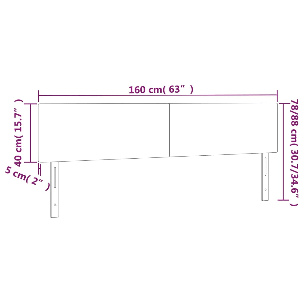 Sänggavel LED mörkbrun 160x5x78/88 cm tyg