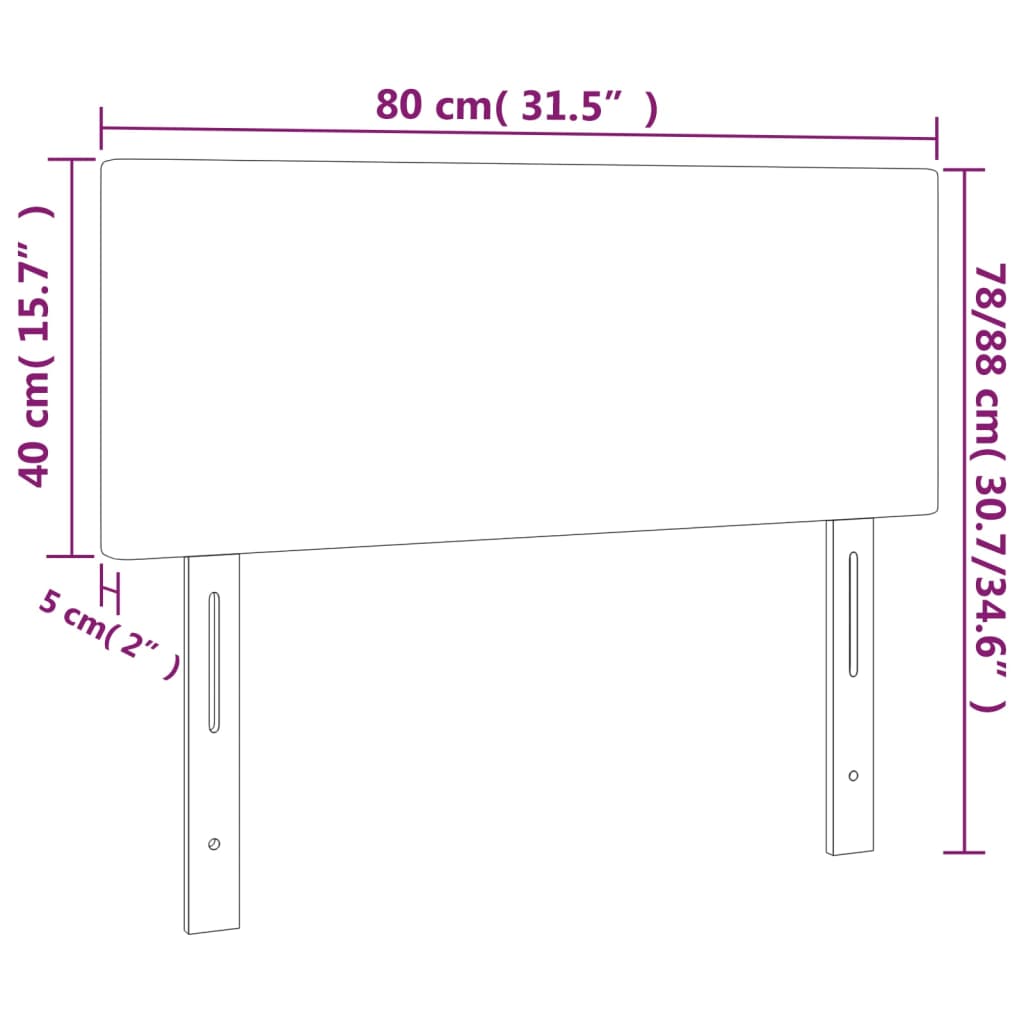 Sänggavel LED mörkblå 80x5x78/88 cm sammet