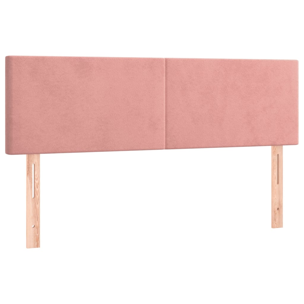 Sänggavel LED rosa 144x5x78/88 cm sammet