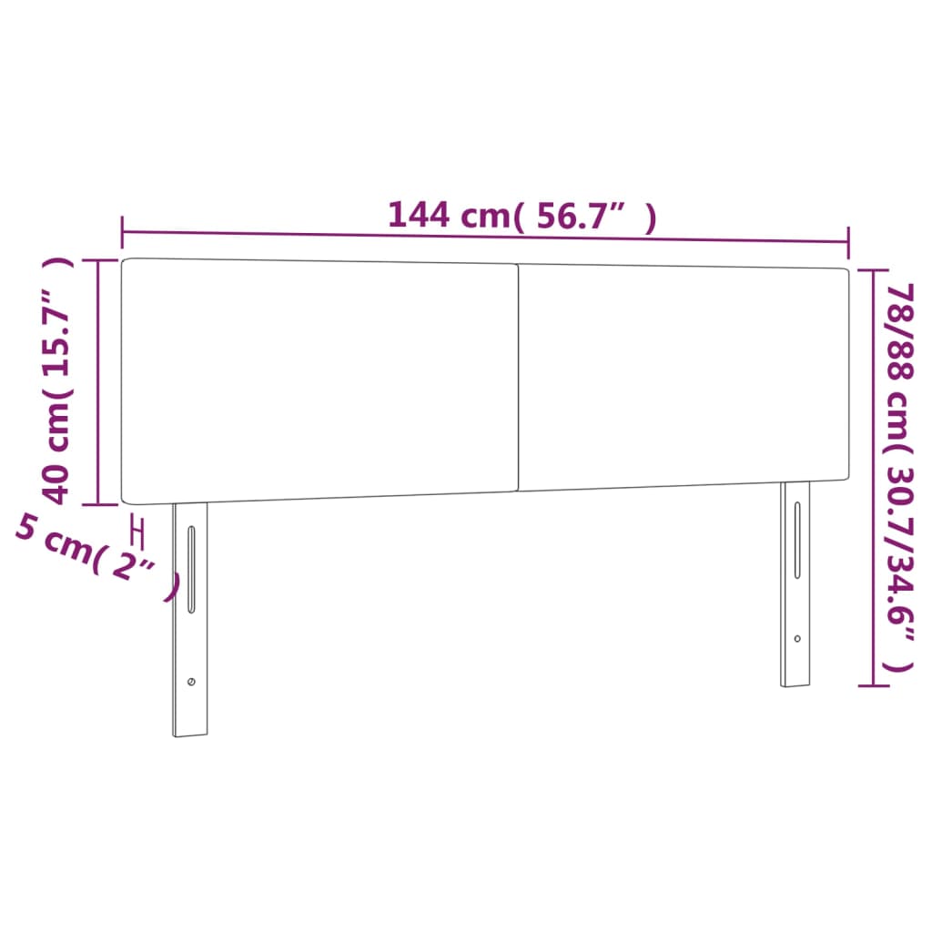 Sänggavel LED rosa 144x5x78/88 cm sammet