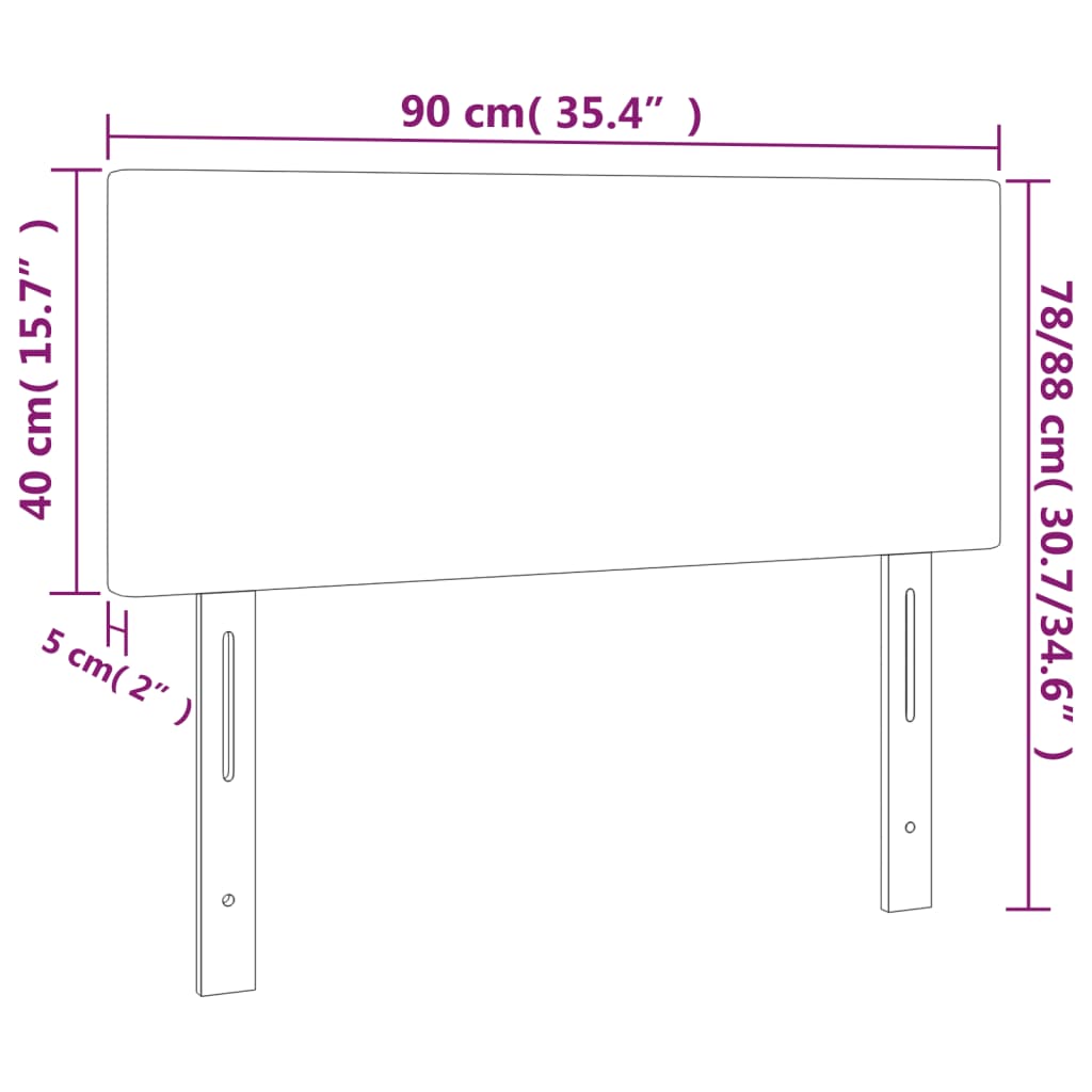 Sänggavel LED cappuccino 90x5x78/88 cm konstläder