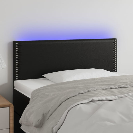 Sänggavel LED svart 80x5x78/88 cm konstläder