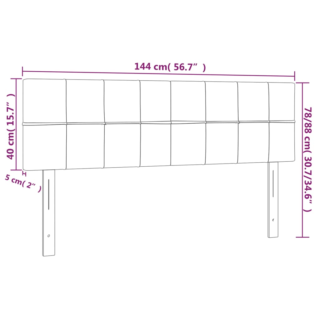 Sänggavel LED blå 144x5x78/88 cm tyg