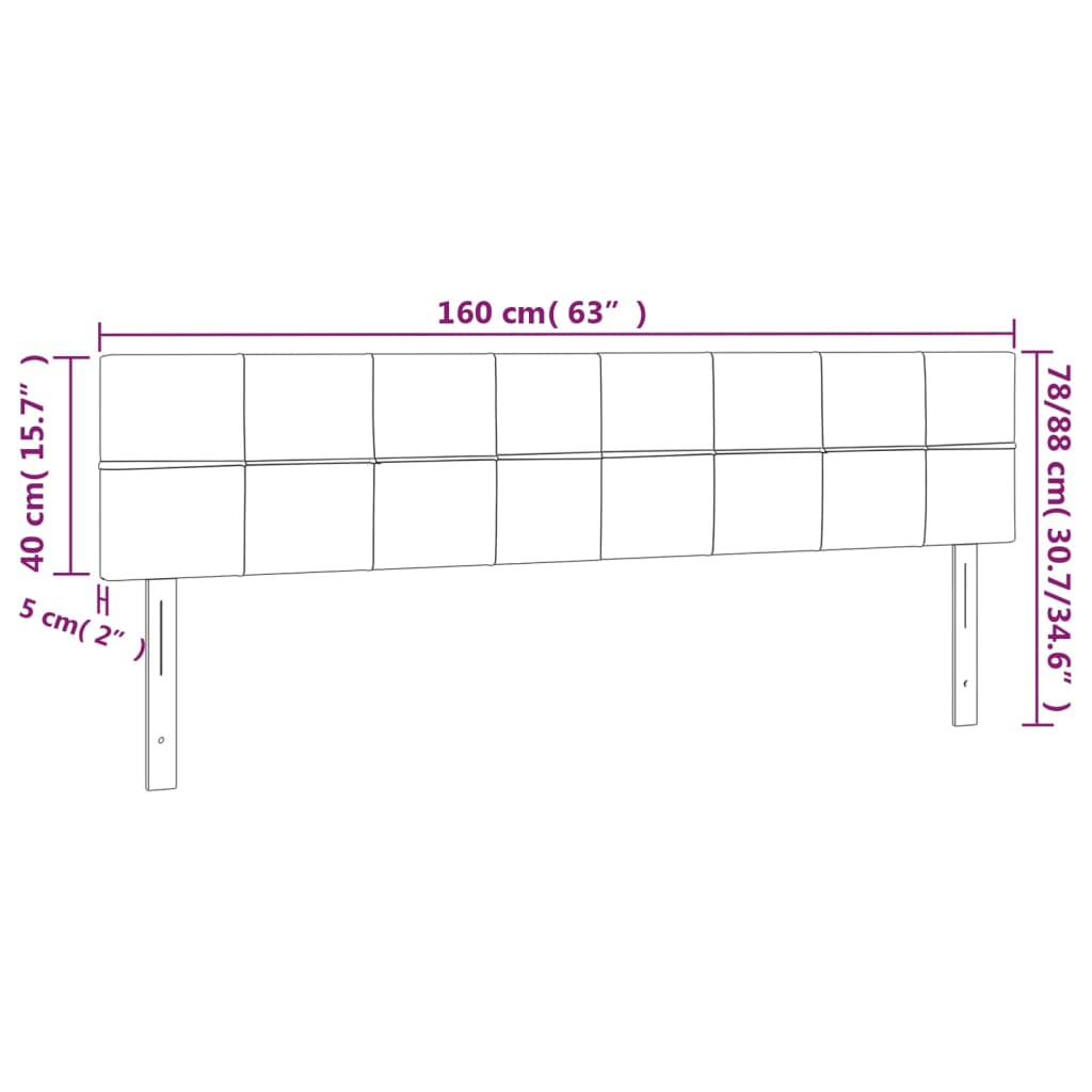 Sänggavel LED svart 160x5x78/88 cm tyg