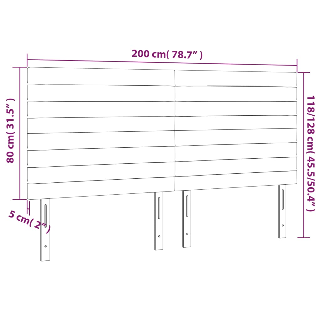 Sänggavel LED mörkgrön 200x5x118/128 cm sammet