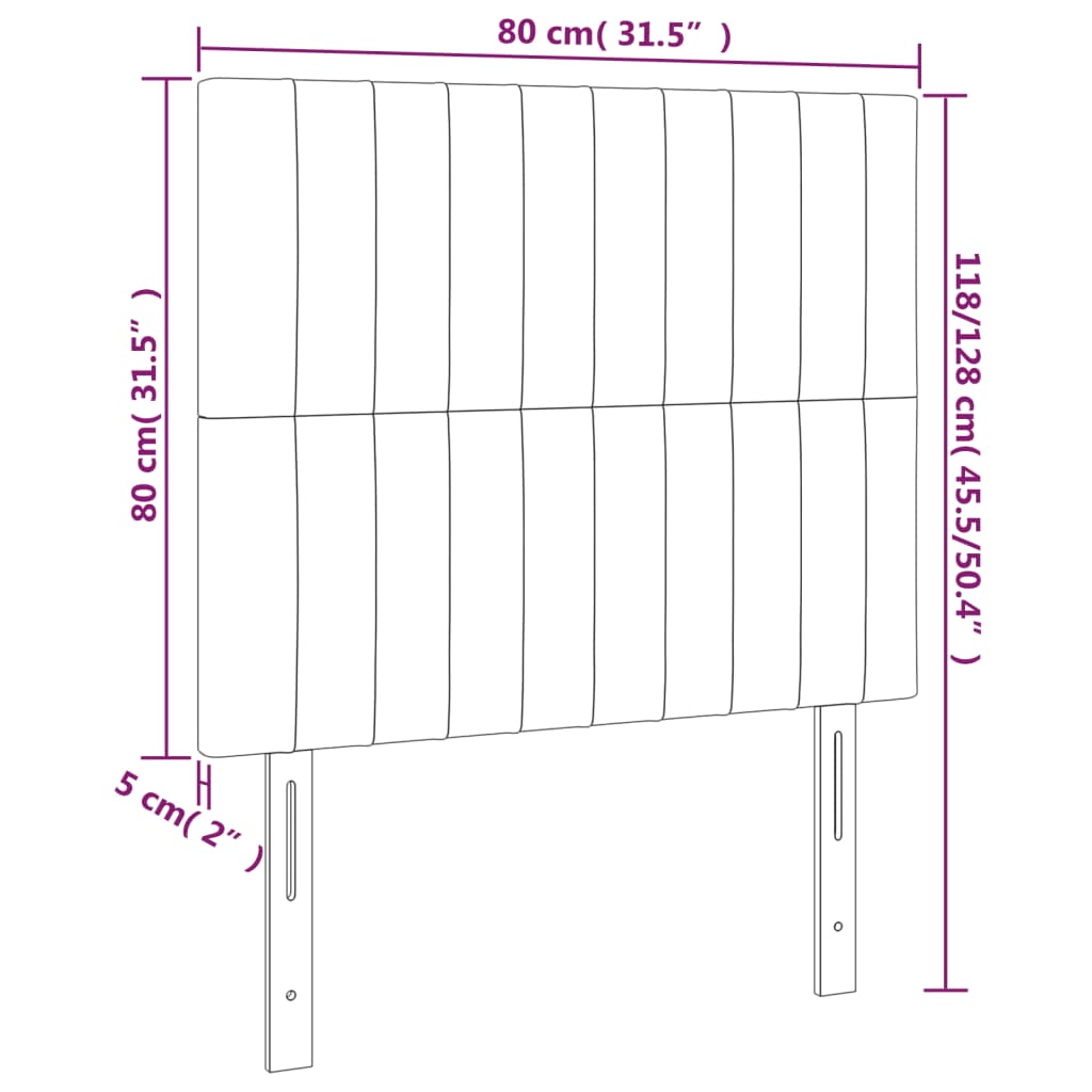 Sänggavel LED mörkbrun 80x5x118/128 cm tyg