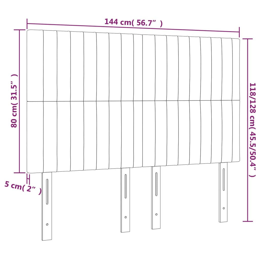 Sänggavel LED mörkbrun 144x5x118/128 cm tyg