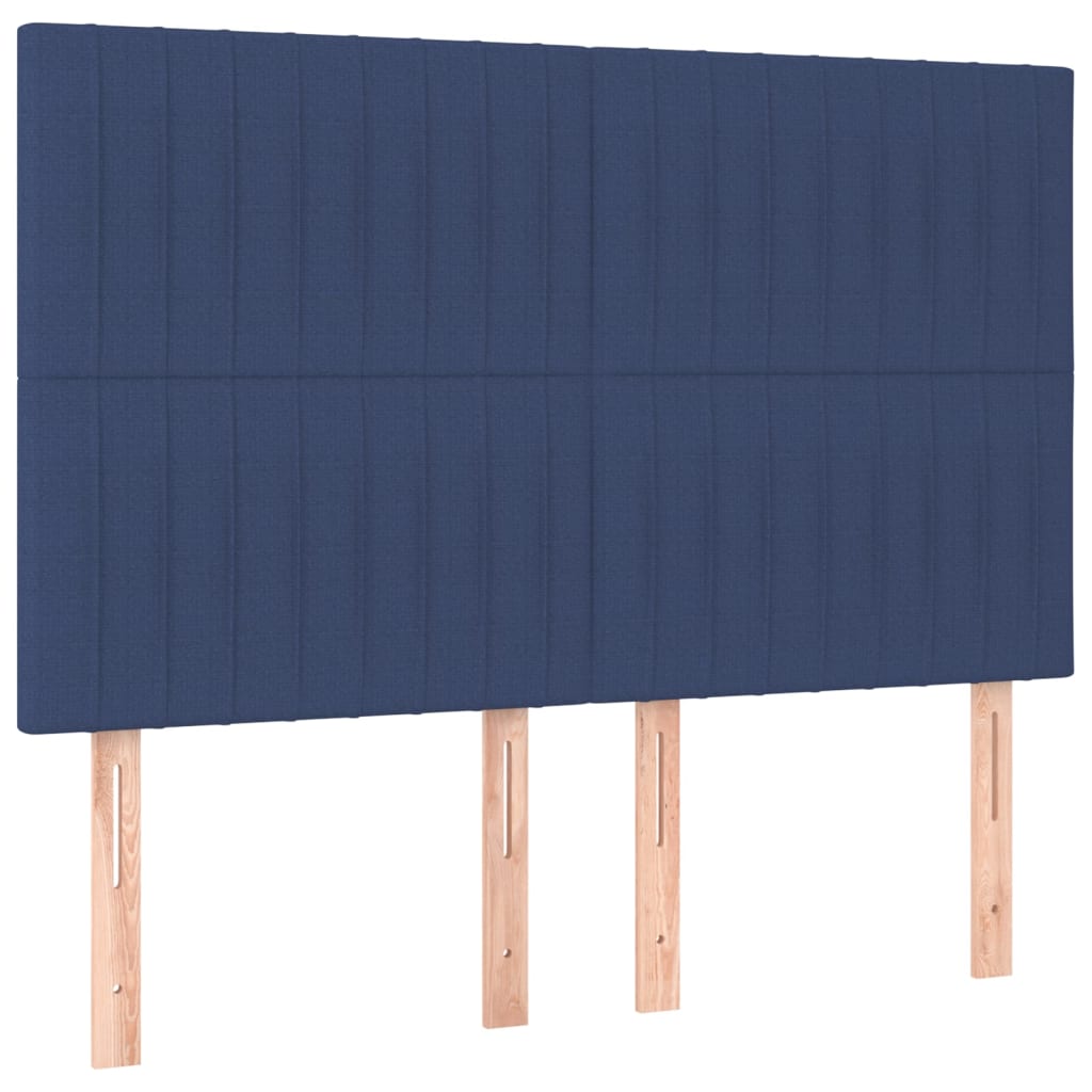 Sänggavel LED blå 144x5x118/128 cm tyg