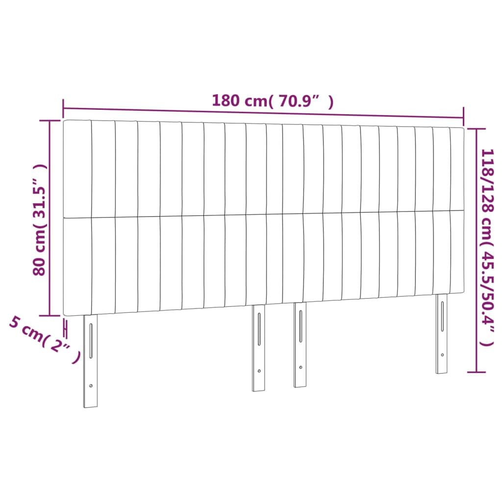 Sänggavel LED mörkbrun 180x5x118/128 cm tyg