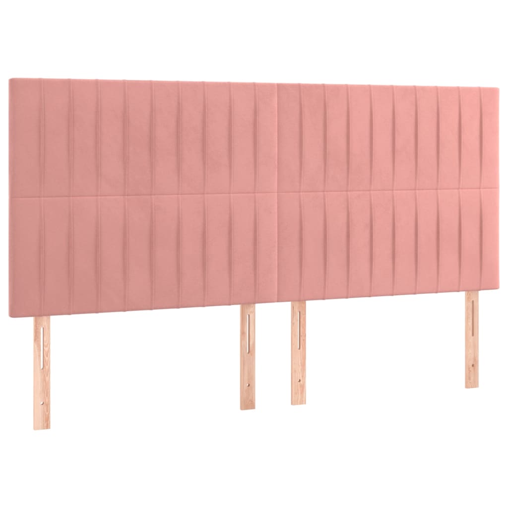 Sänggavel LED rosa 160x5x118/128 cm sammet