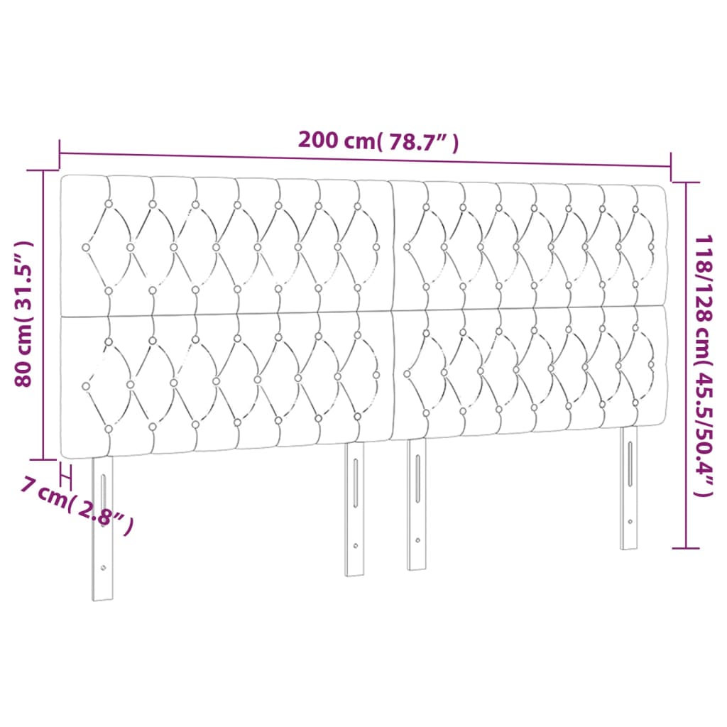 Sänggavel LED taupe 200x7x118/128 cm tyg