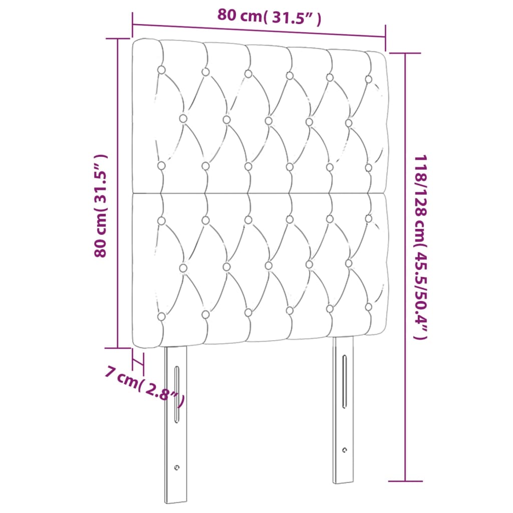 Sänggavel LED mörkblå 80x7x118/128 cm sammet