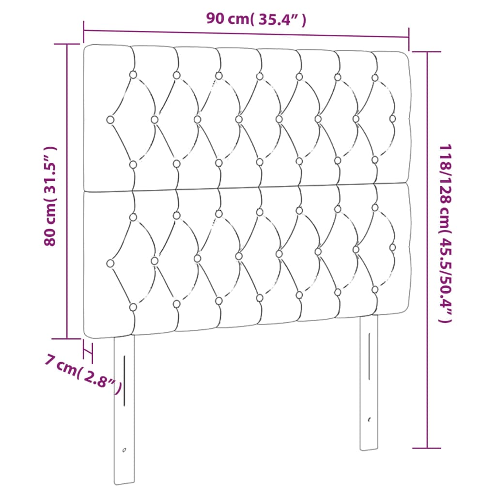 Sänggavel LED mörkgrön 90x7x118/128 cm sammet