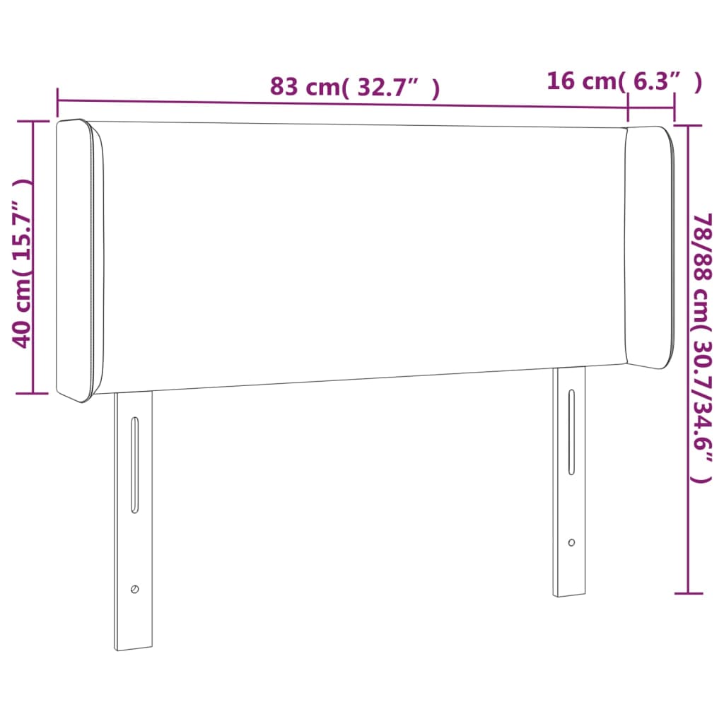 Sänggavel LED mörkblå 83x16x78/88 cm sammet