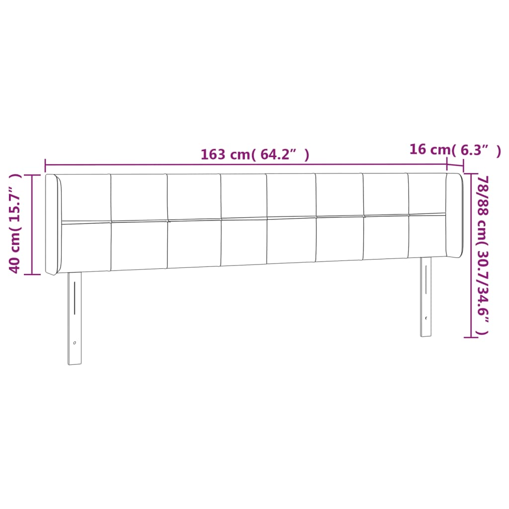 Sänggavel LED mörkblå 163x16x78/88 cm sammet