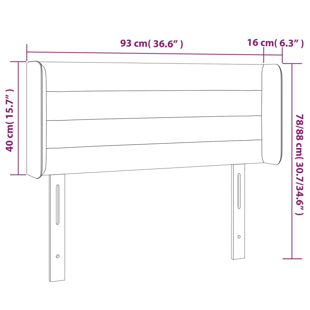 Sänggavel LED Mörkblå 93x16x78/88 cm sammet