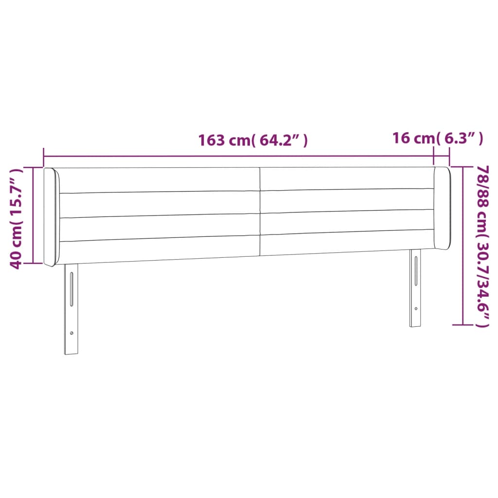 Sänggavel LED mörkblå 163x16x78/88 cm sammet