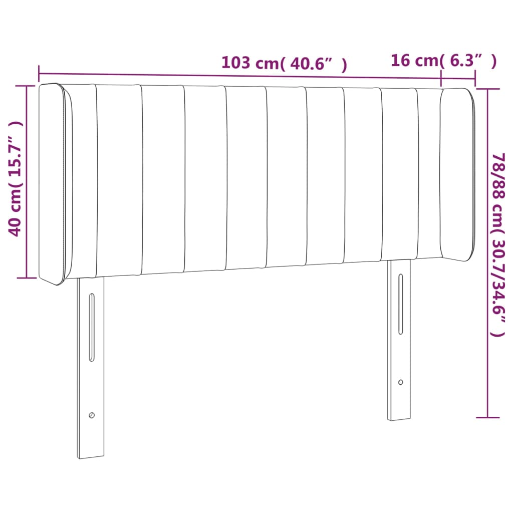 Sänggavel LED mörkblå 103x16x78/88 cm sammet