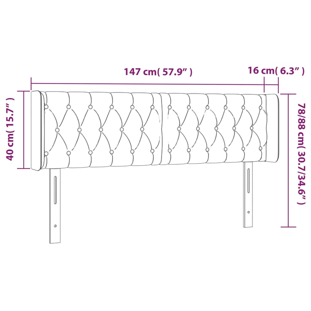 Sänggavel LED mörkgrön 147x16x78/88 cm sammet