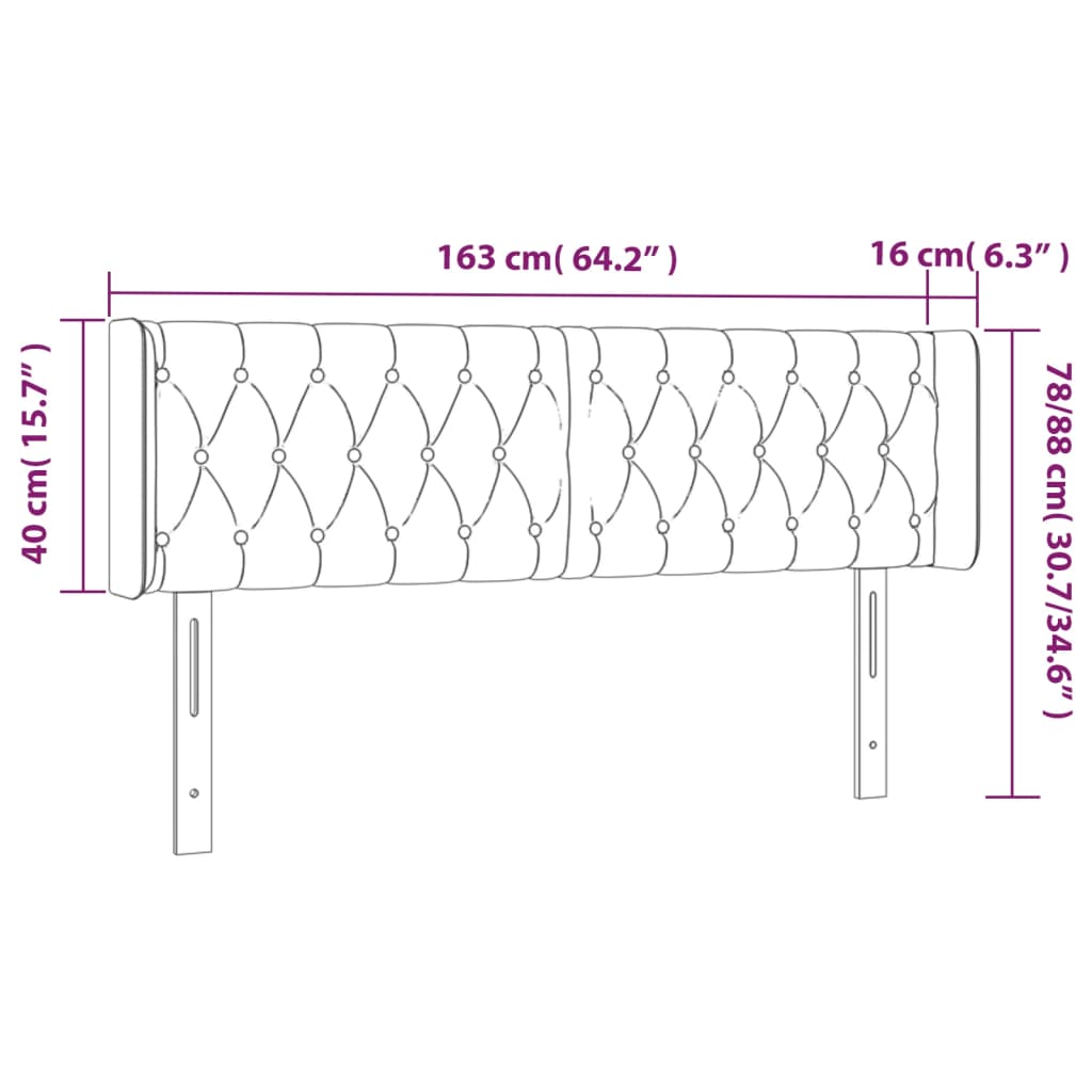 Sänggavel LED mörkgrön 163x16x78/88 cm sammet