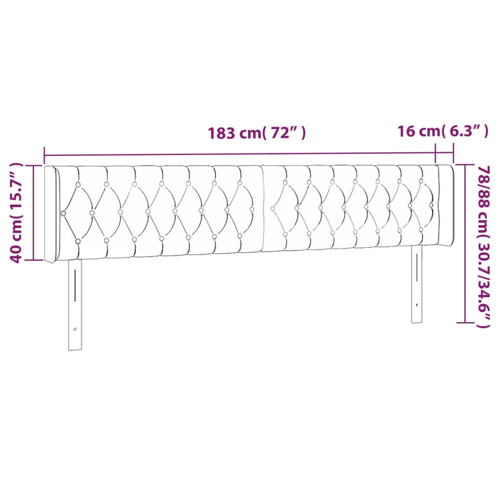 Sänggavel LED mörkgrön 183x16x78/88 cm sammet