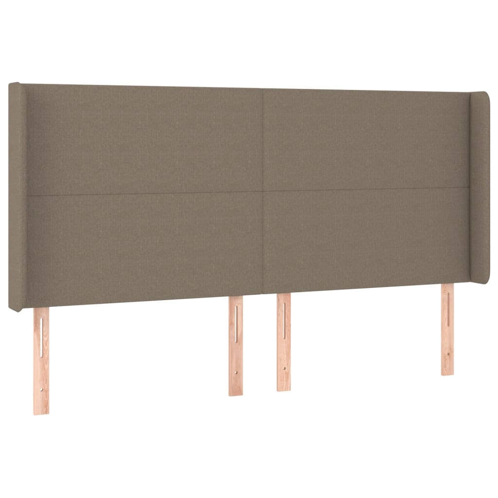 Sänggavel LED taupe 163x16x118/128 cm tyg