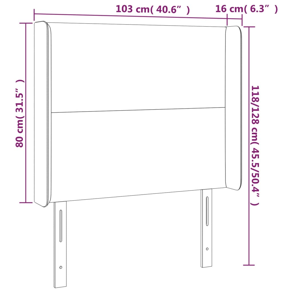 Sänggavel LED cappuccino 103x16x118/128 cm konstläder