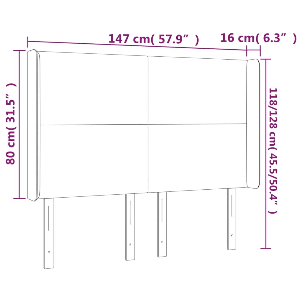 Sänggavel LED cappuccino 147x16x118/128 cm konstläder