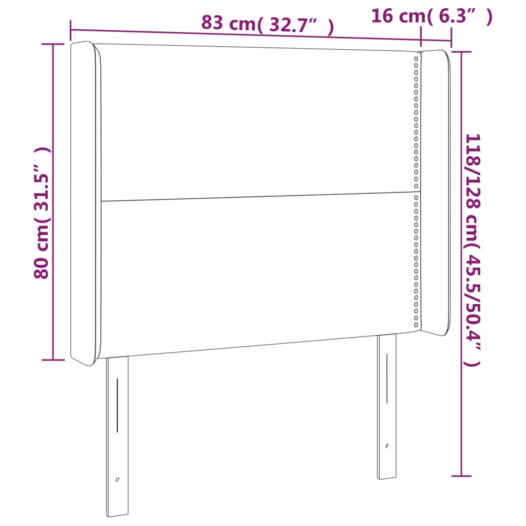 Sänggavel LED grön 83x16x118/128 cm sammet