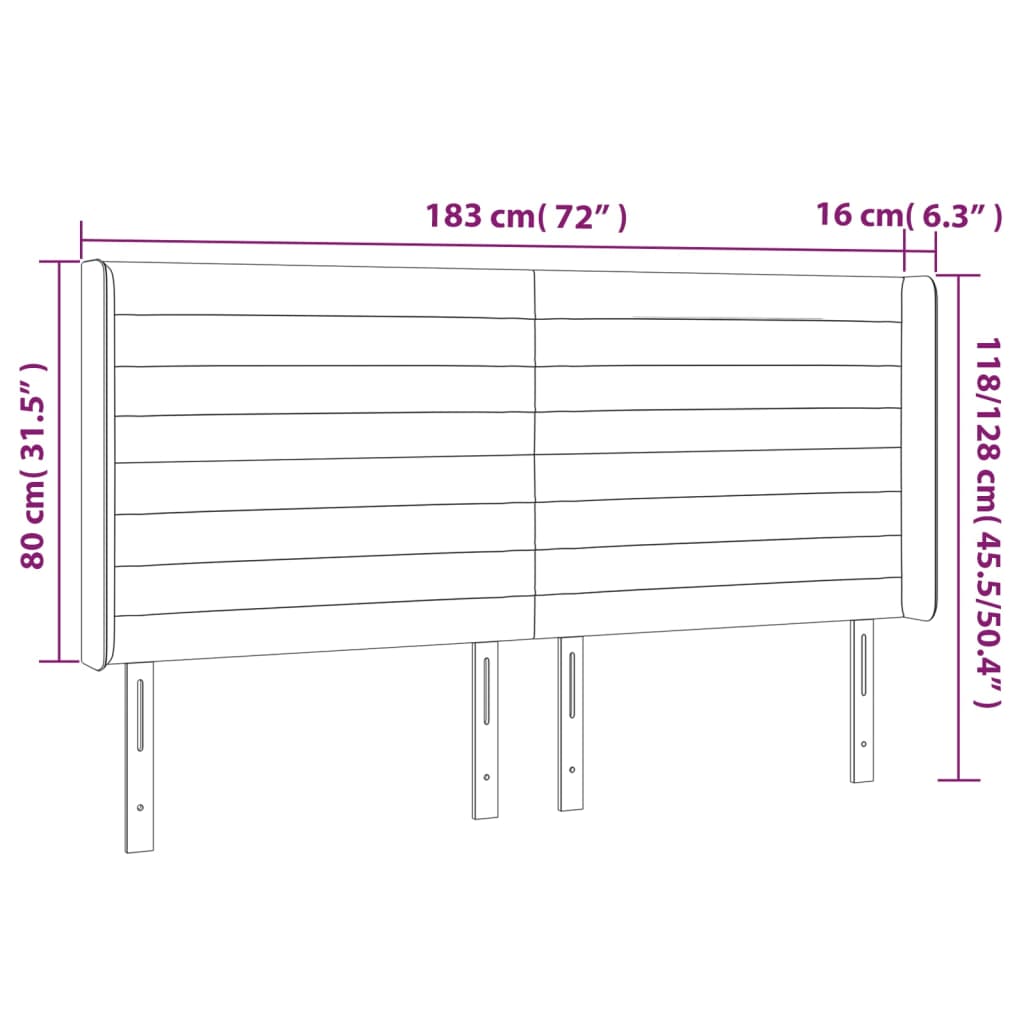 Sänggavel LED grön 183x16x118/128 cm sammet