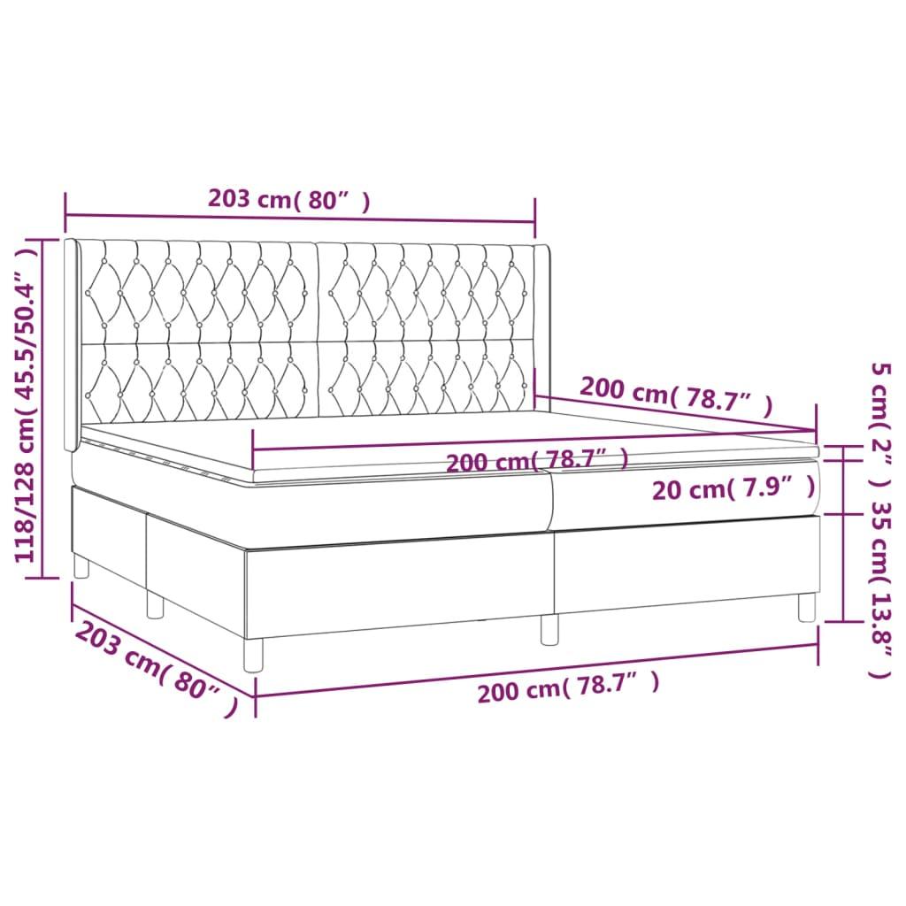 Ramsäng med madrass & LED grå 200x200 cm tyg - HQ5