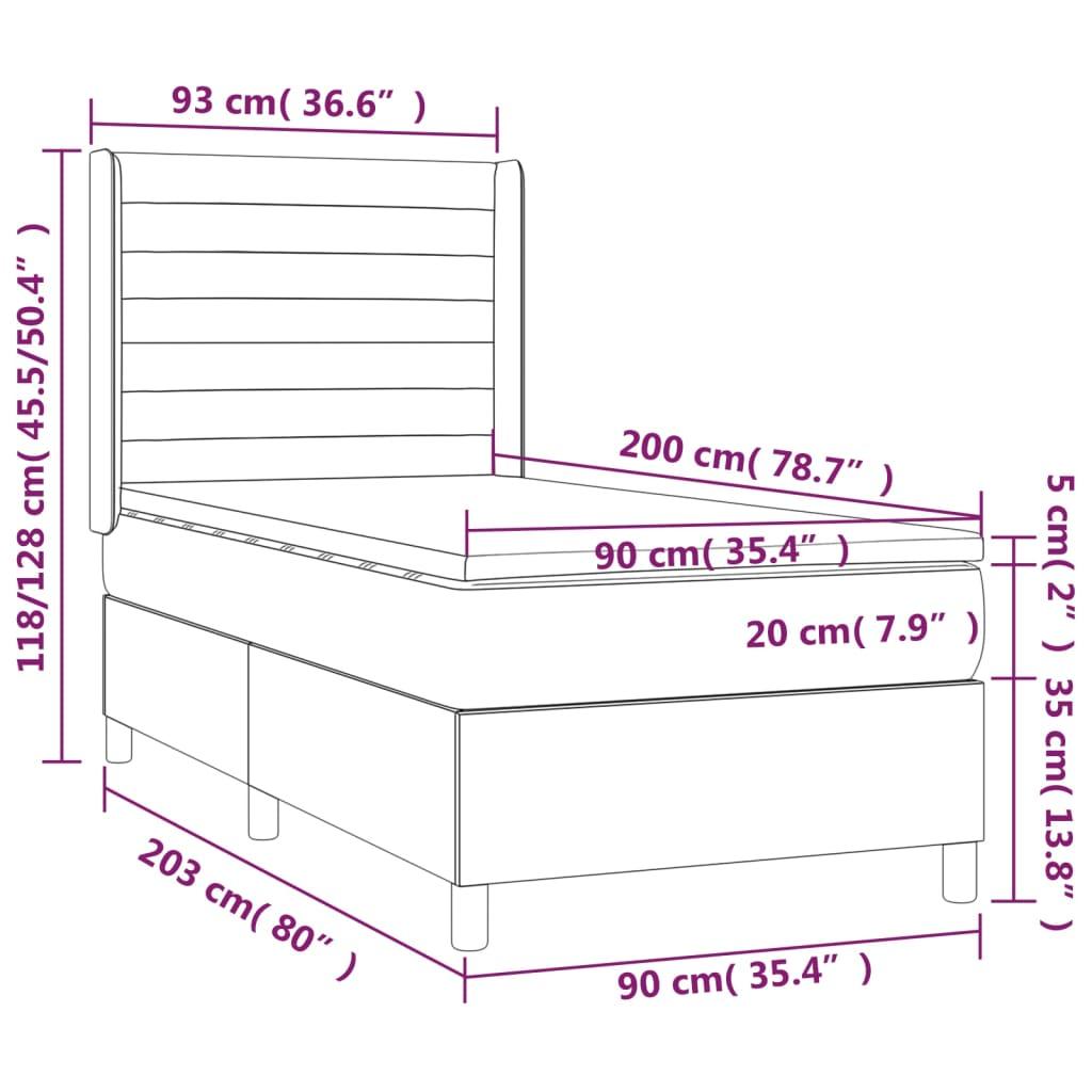 Ramsäng med madrass & LED blå 90x200 cm tyg - HQ5