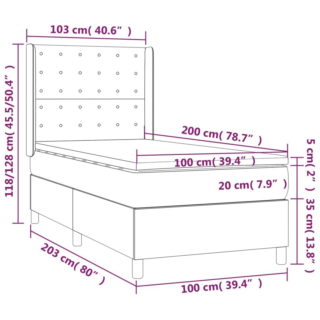 Ramsäng med madrass & LED grå 100x200 cm konstläder - HQ5