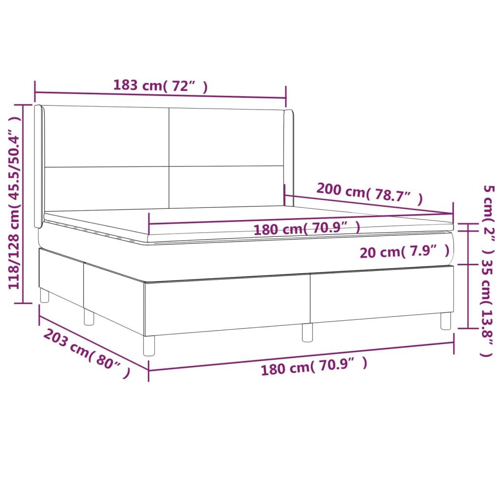 Ramsäng med madrass rosa & LED 180x200 cm sammet - HQ5