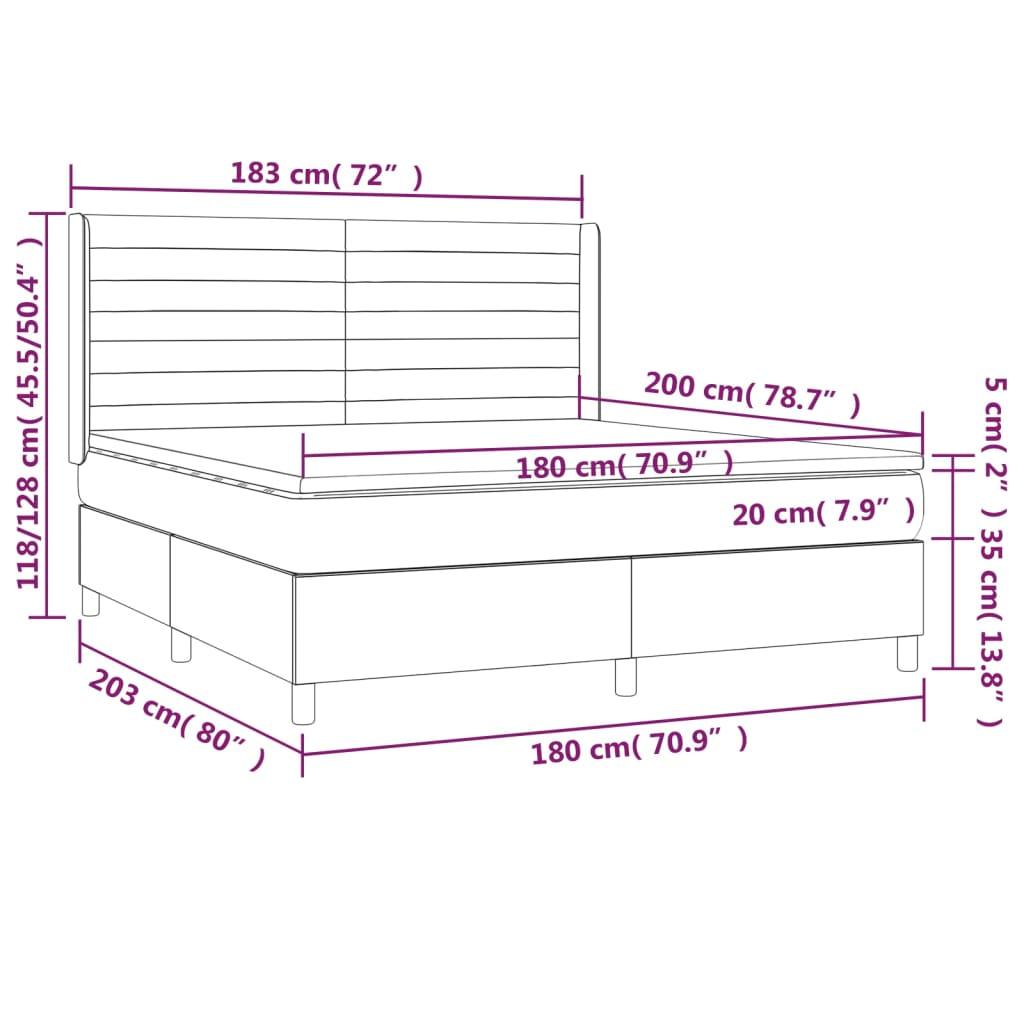 Ramsäng med madrass rosa & LED 180x200 cm sammet - HQ5