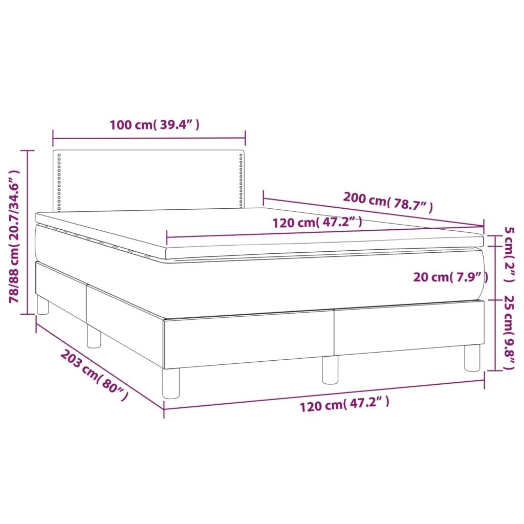 Ramsäng med madrass & LED ljusgrå 120x200 cm sammet - HQ5