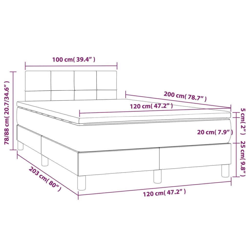 Ramsäng med madrass & LED ljusgrå 120x200 cm sammet - HQ5