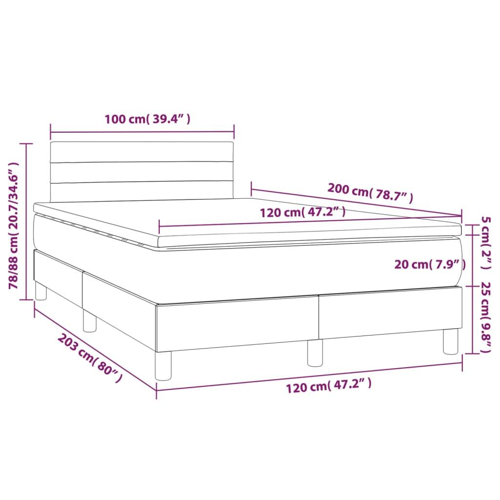 Ramsäng med madrass & LED ljusgrå 120x200 cm sammet - HQ5