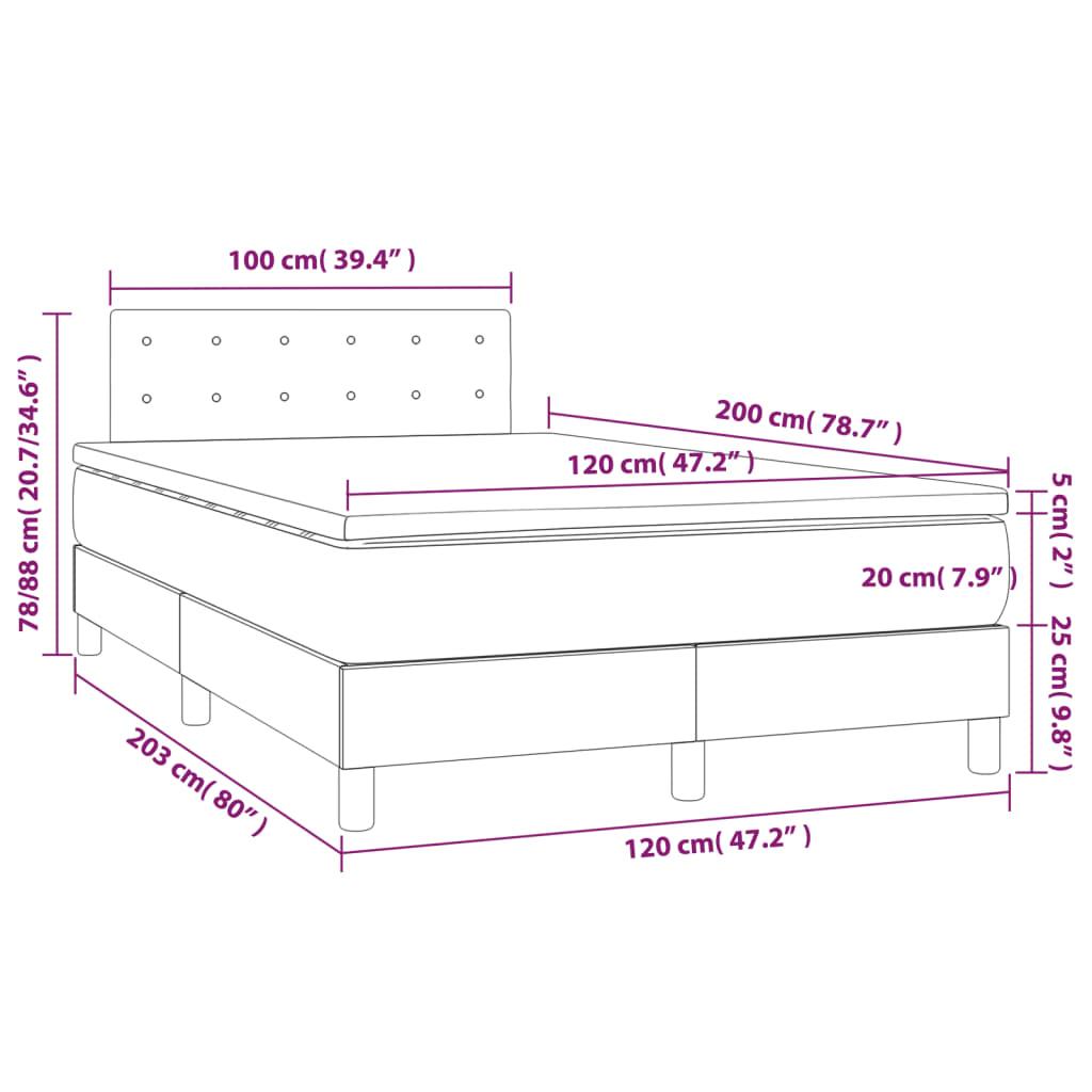 Ramsäng med madrass & LED ljusgrå 120x200 cm sammet - HQ5