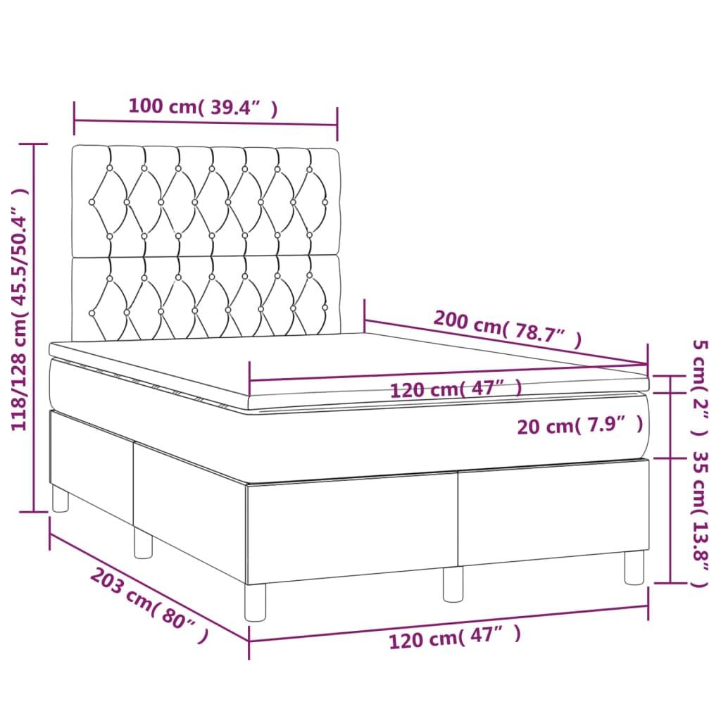 Ramsäng med madrass & LED ljusgrå 120x200 cm tyg - HQ5