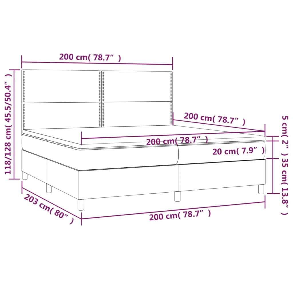 Ramsäng med madrass & LED blå 200x200 cm tyg - HQ5