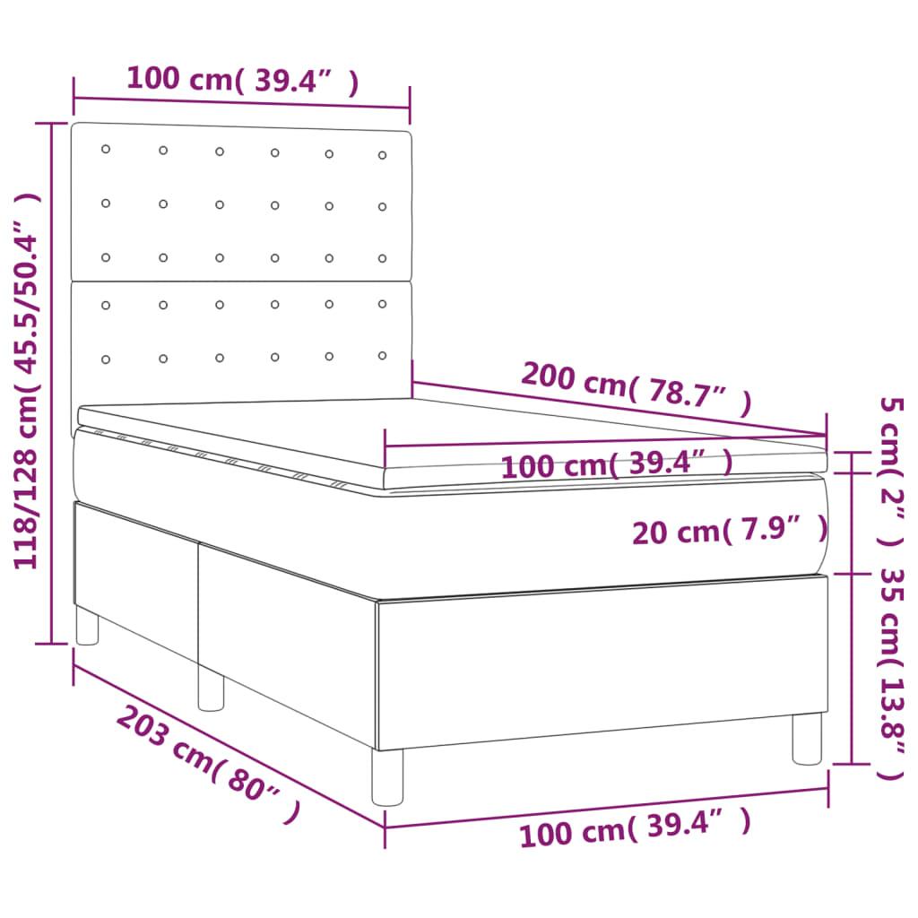 Ramsäng med madrass & LED blå 100x200 cm tyg - HQ5