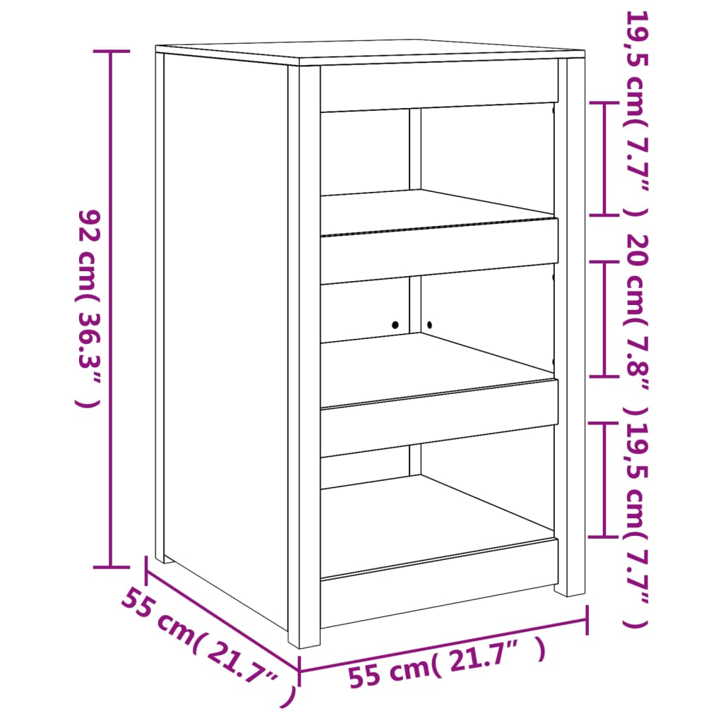 Köksskåp för utomhusbruk 55x55x92 cm massiv furu