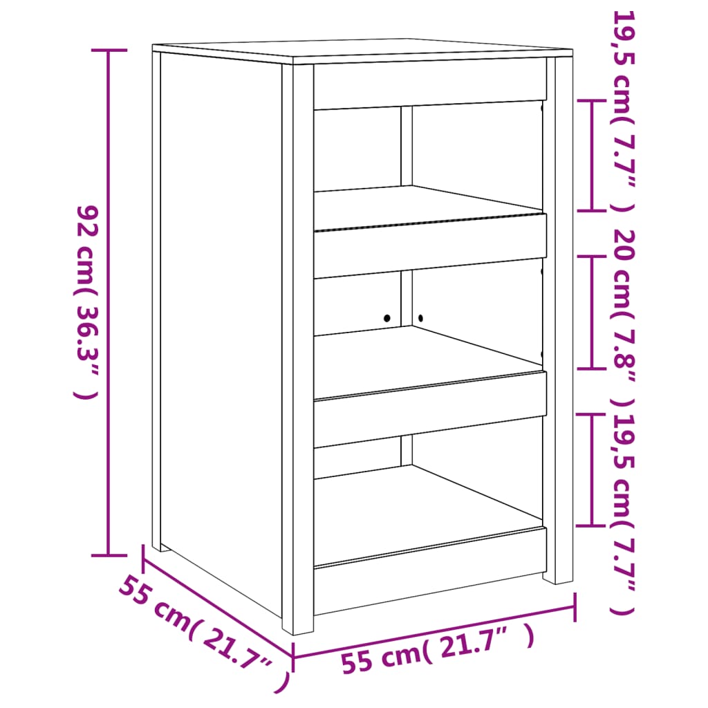 Köksskåp för utomhusbruk vit 55x55x92 cm massiv furu