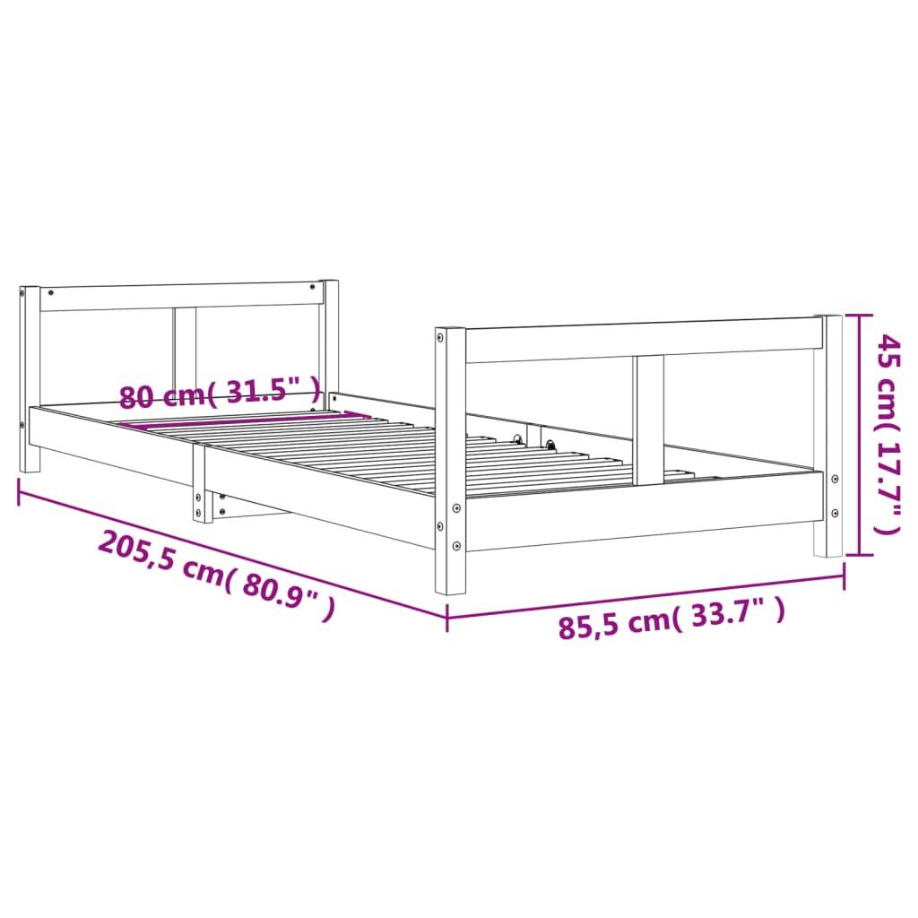 Sängram för barnsäng vit 80x200 cm massiv furu - HQ5