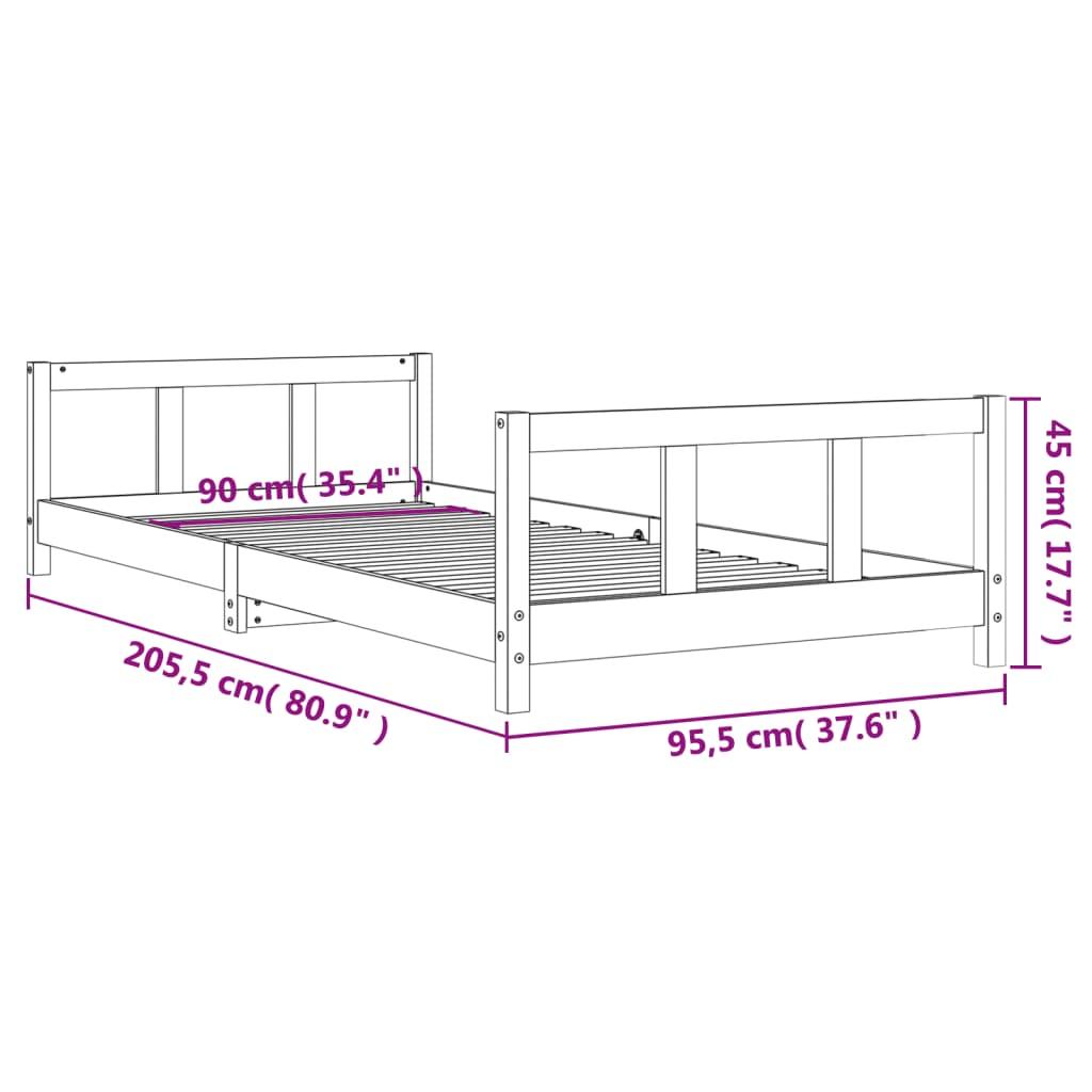 Sängram för barnsäng 90x200 cm massiv furu - HQ5