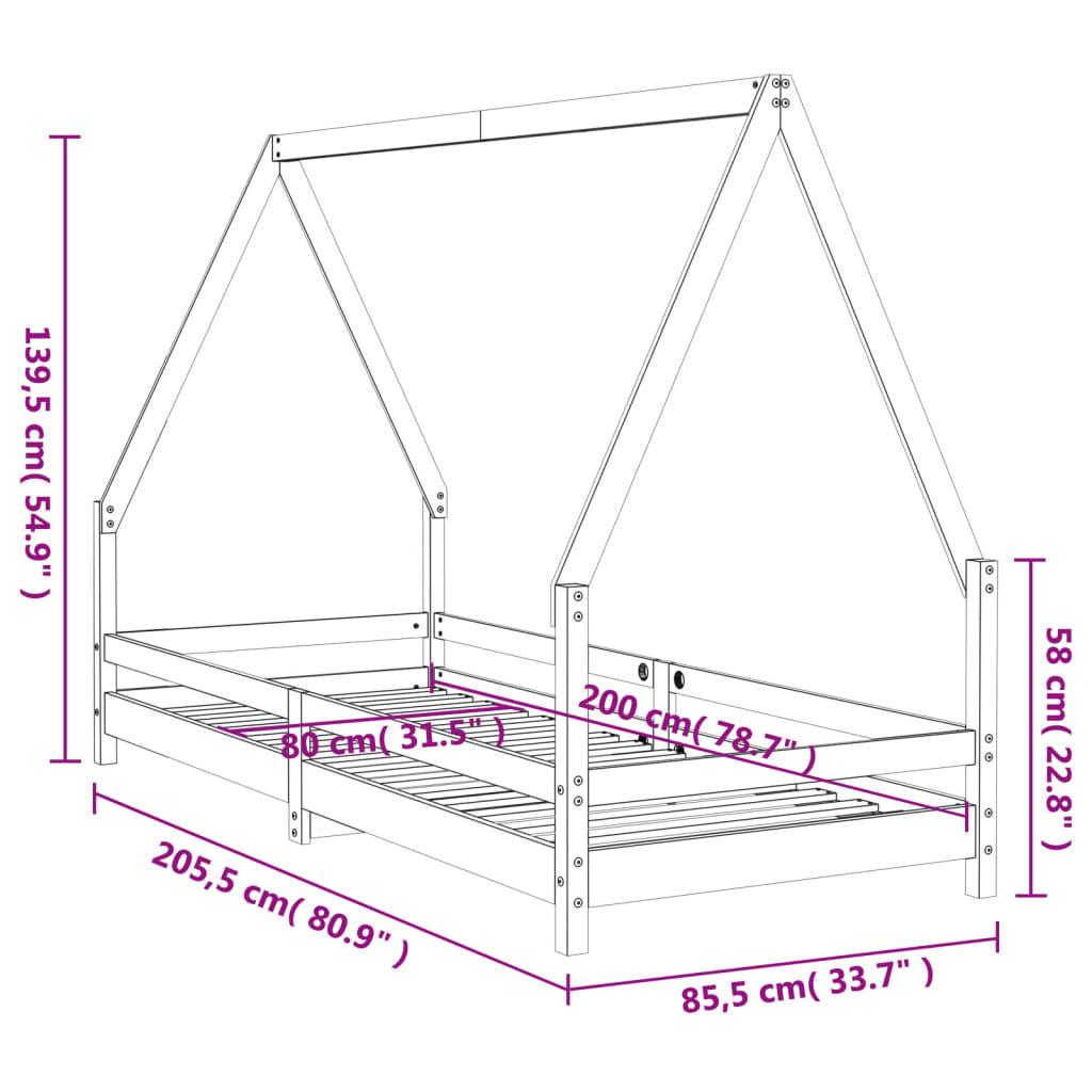 Sängram för barnsäng 80x200 cm massiv furu - HQ5