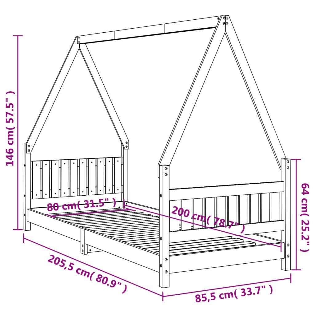 Sängram för barnsäng 80x200 cm massiv furu - HQ5